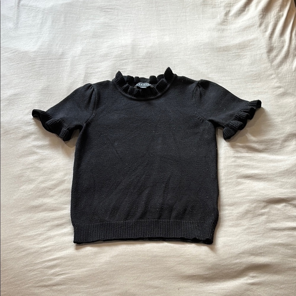 Black Ruffle Sleeve Sweater